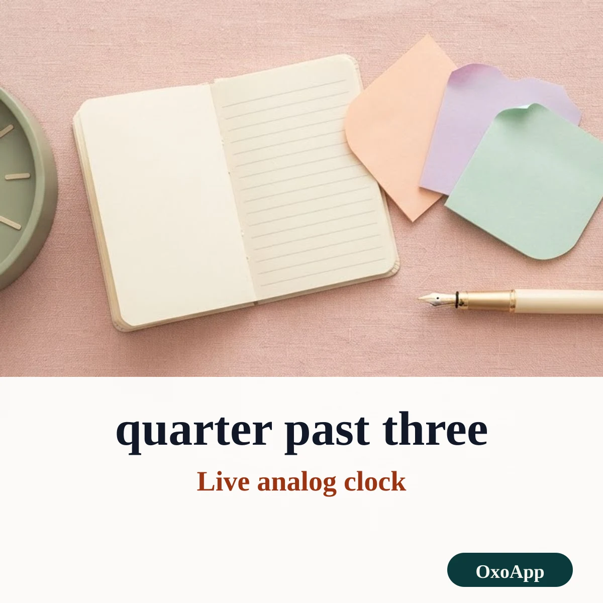 A live analog clock with learn mode and four styles
