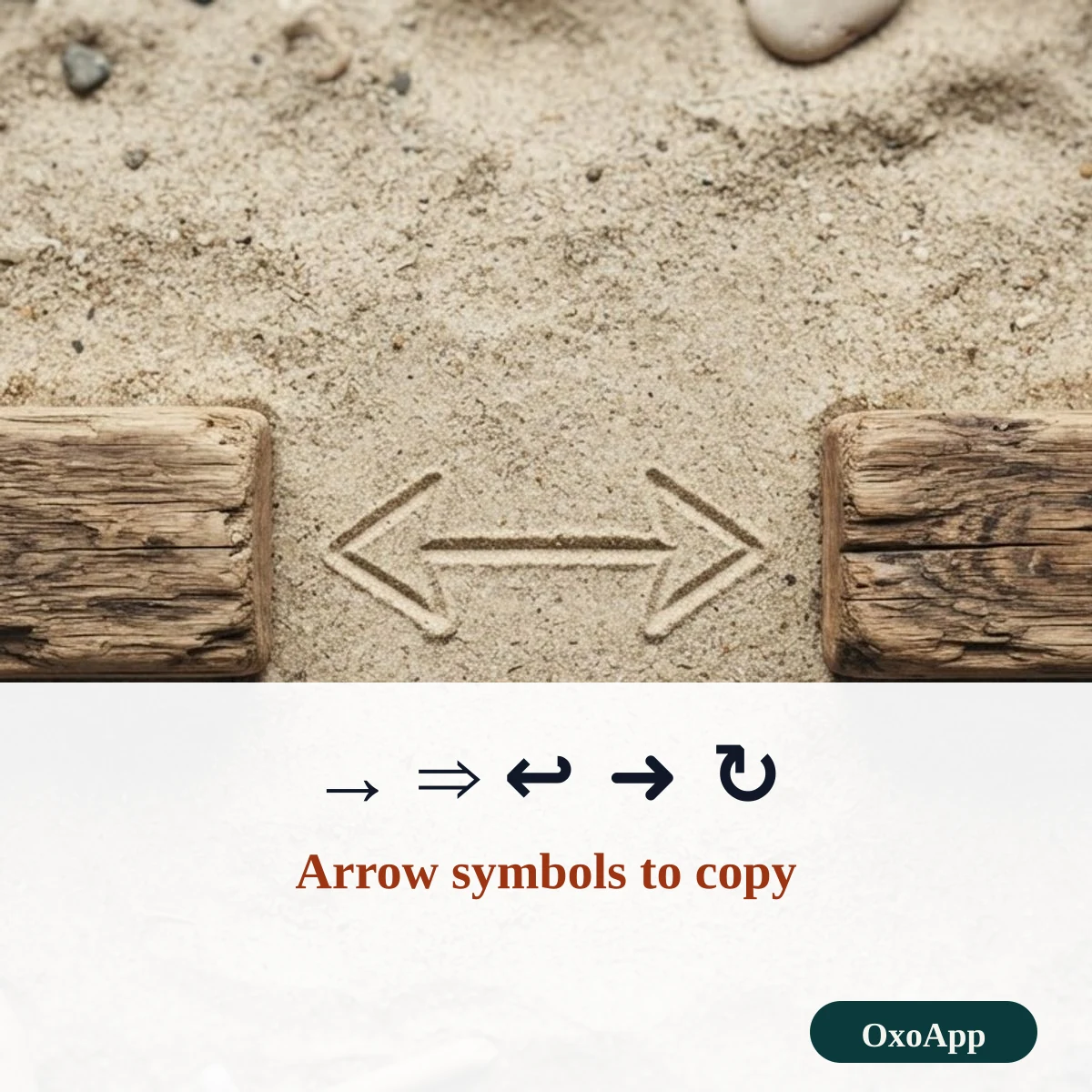 Arrow symbols to copy: simple, double, curved, heavy and circular arrows