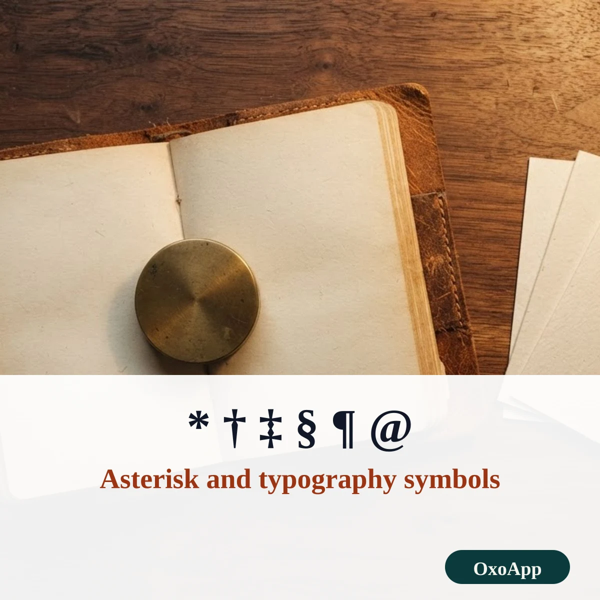 Asterisk, dagger, section sign, pilcrow and at sign to copy