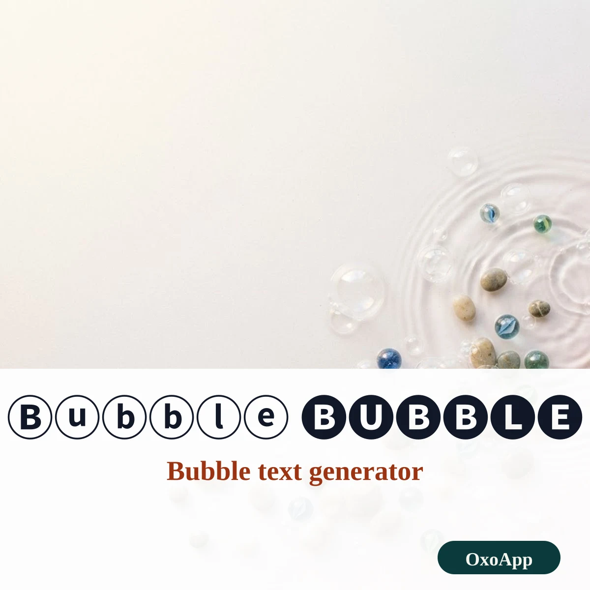 Bubble text generator showing circled letters in white and black
