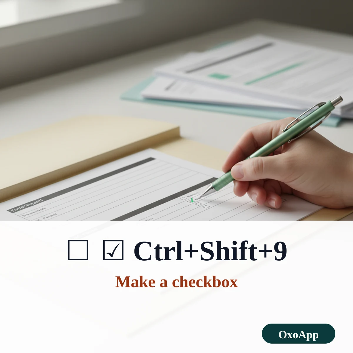 Making a checkbox in a word processor and a spreadsheet