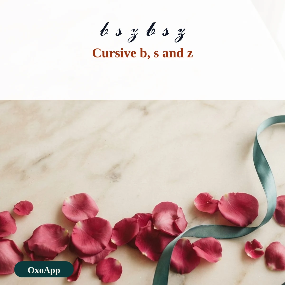 A cursive b, s and z in light script and bold script