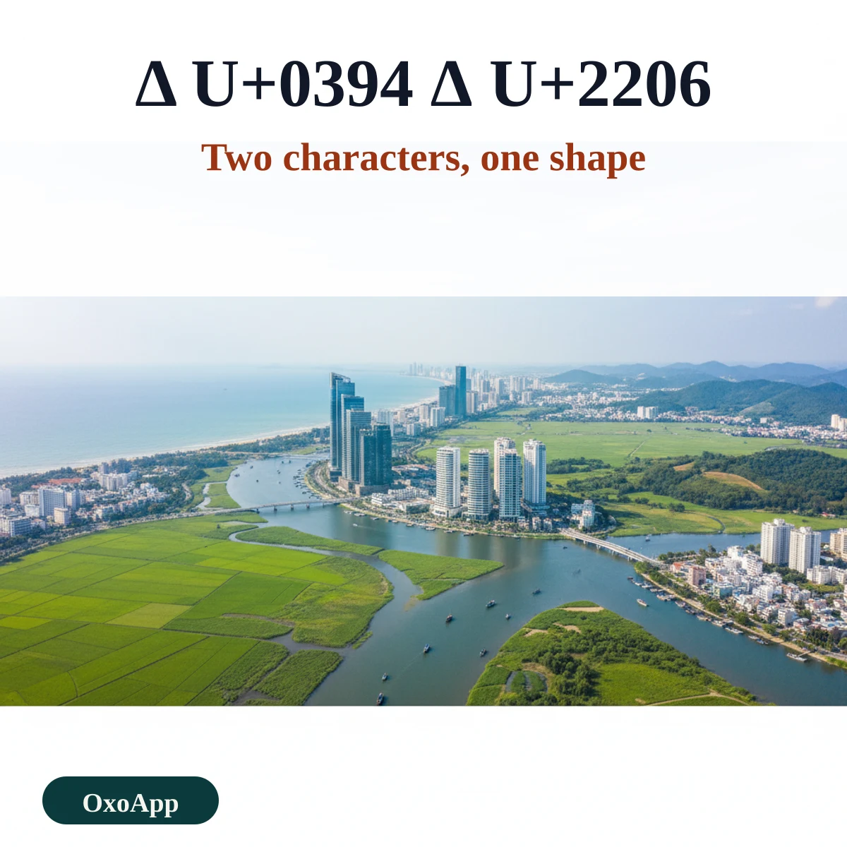 Greek capital delta U+0394 and increment sign U+2206 compared