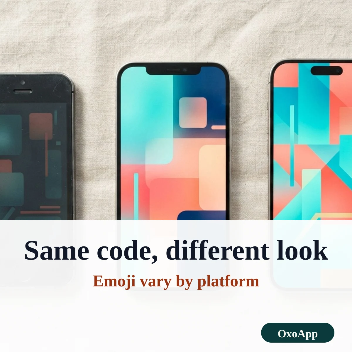 Two phones side by side showing that emoji look different on each platform