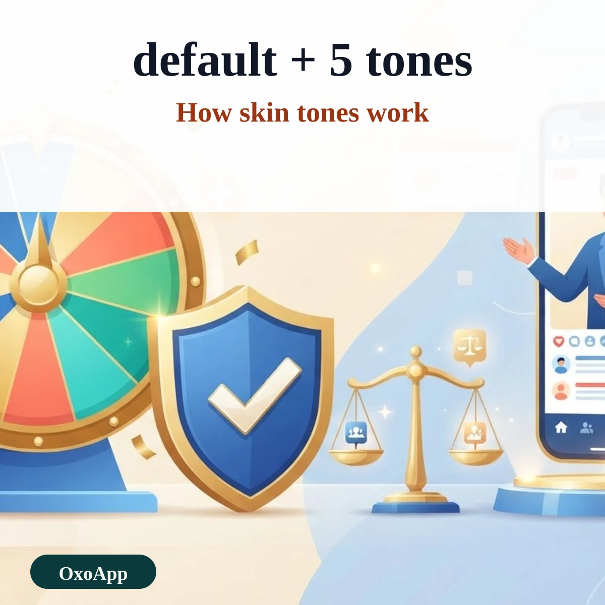 The thumbs up emoji in a default and five skin tones