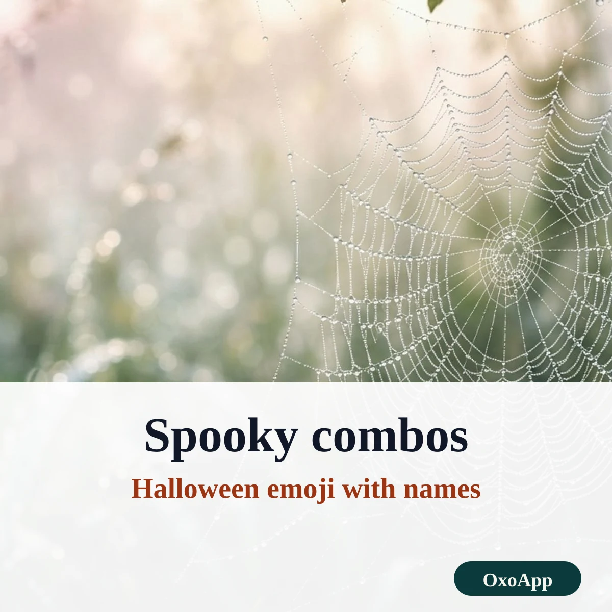Halloween emoji with names, such as ghost, skull, bat and spider