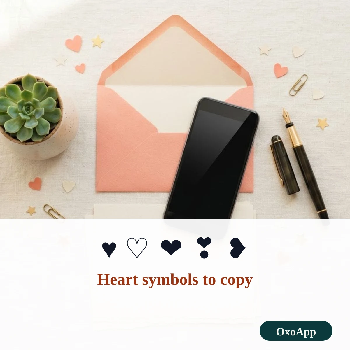 Heart symbols to copy: solid, outline, heavy and decorative hearts