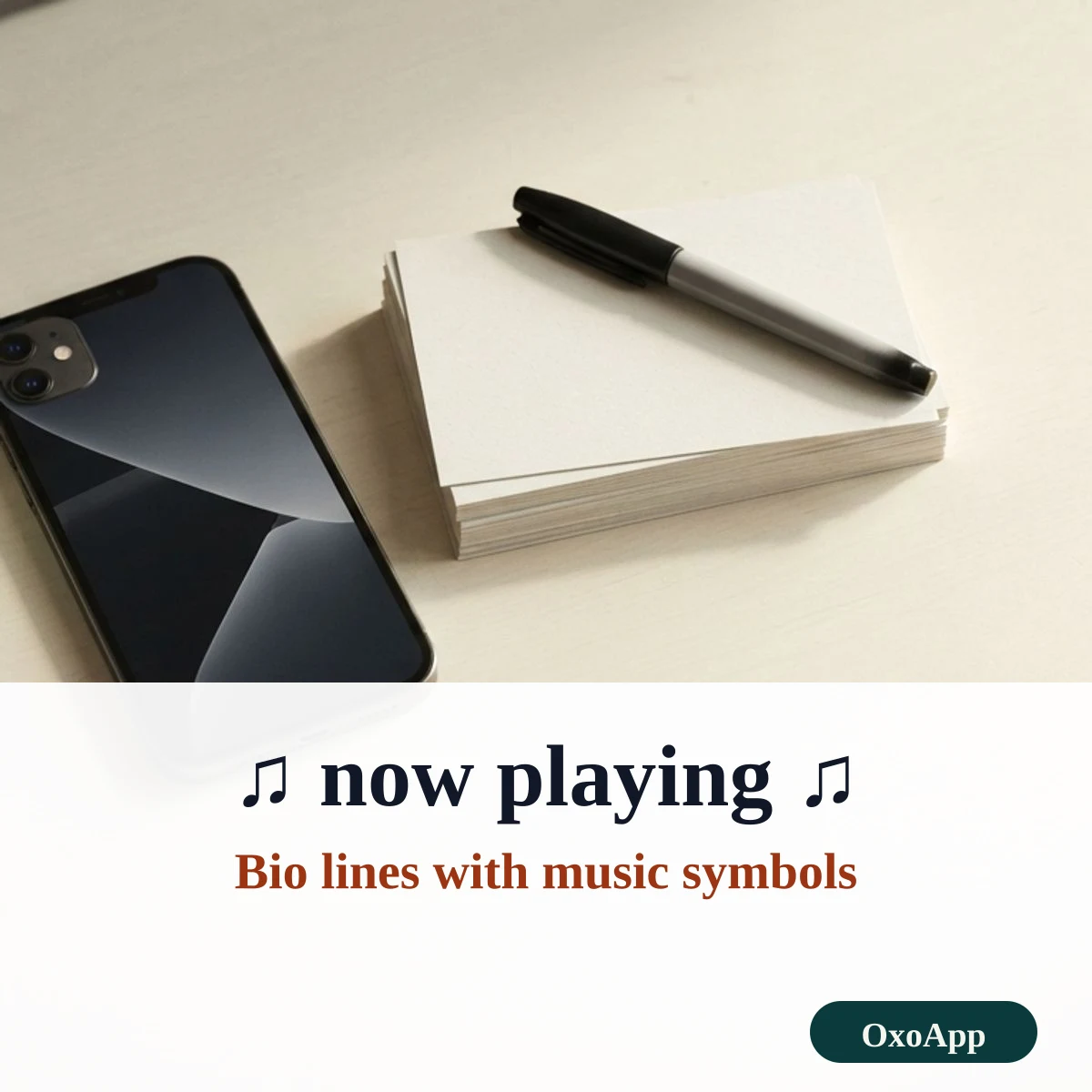 Short now playing bio lines made with music symbols
