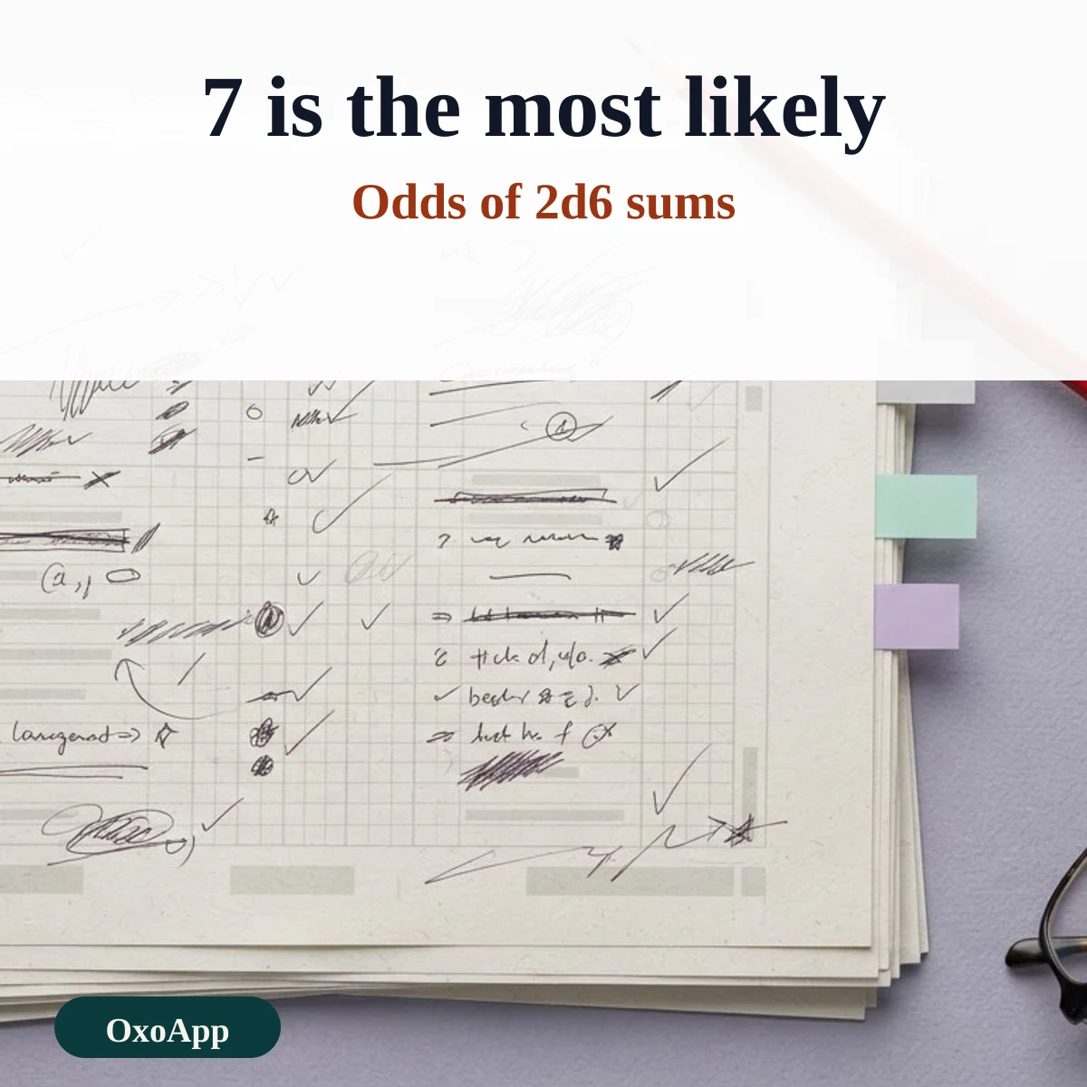 Odds of each sum with two six-sided dice, with 7 the most likely