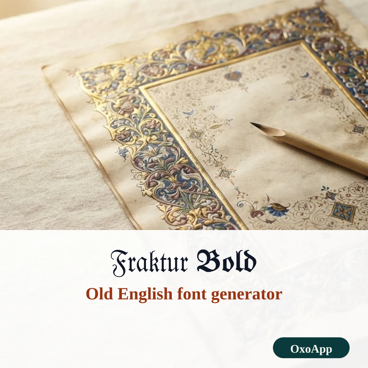 Old English font generator showing Fraktur and bold Fraktur letters
