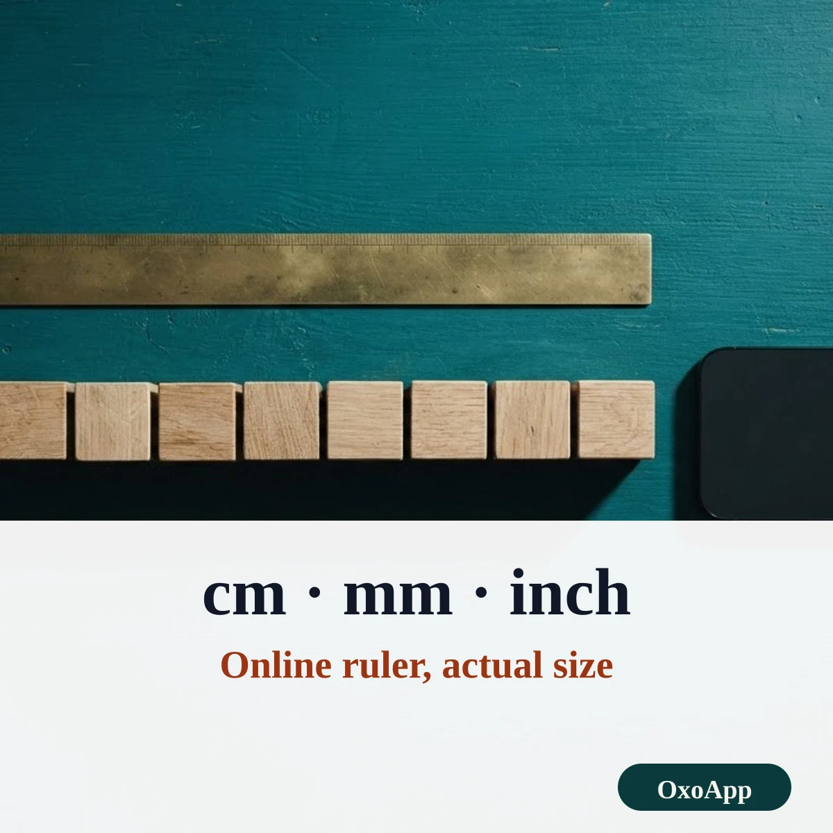 Online ruler in centimetres, millimetres and inches that you calibrate to real size