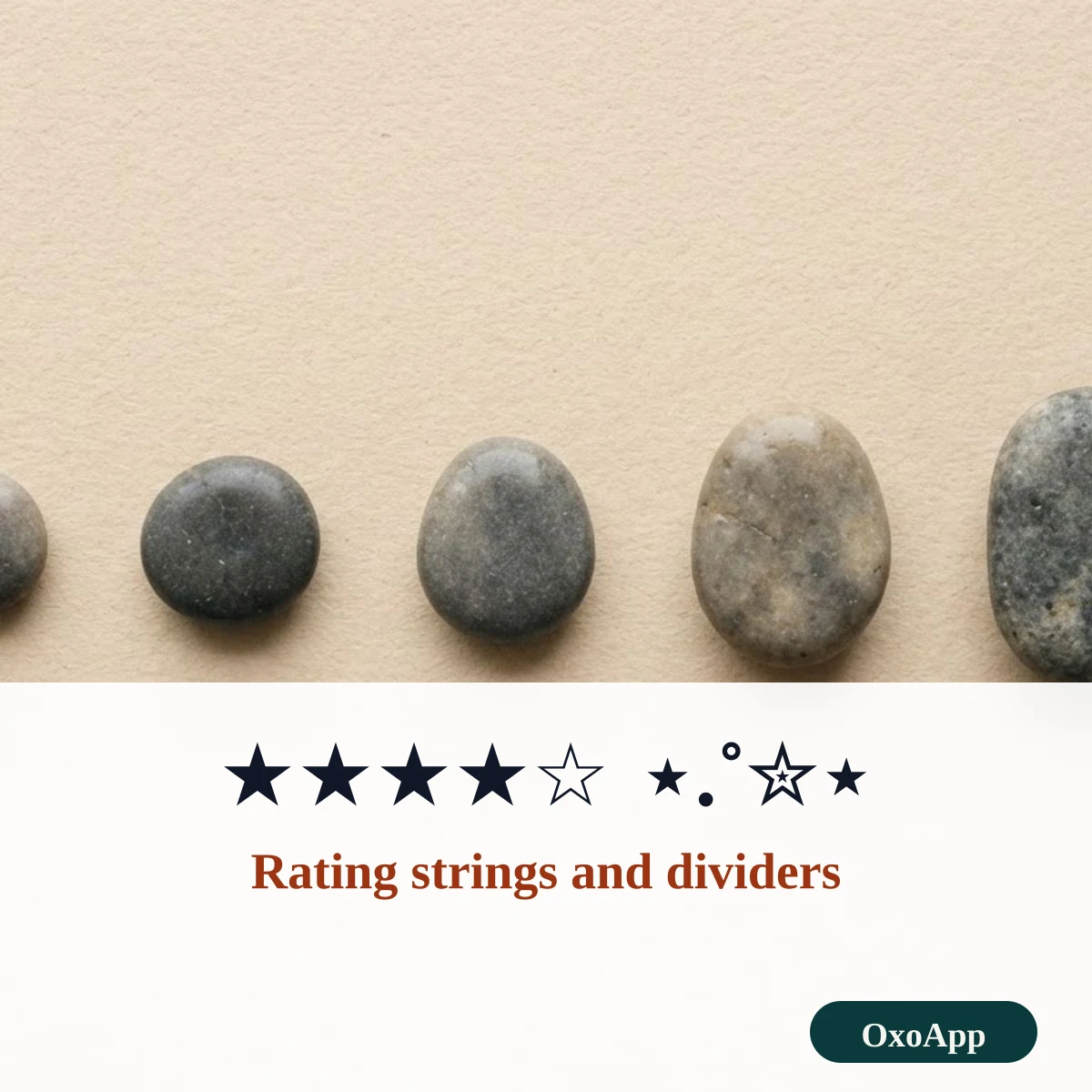 A star rating string and a decorative star divider for a bio