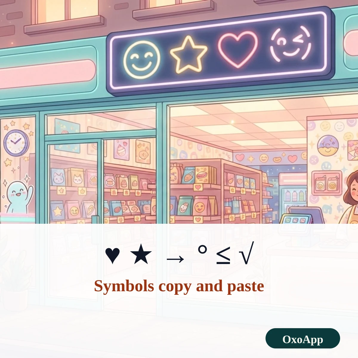 Symbols copy and paste: heart, star, arrow, degree, less-than-or-equal and square root signs