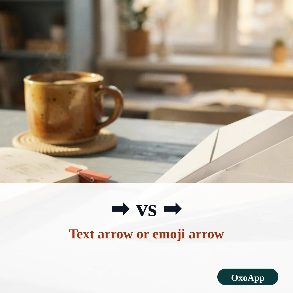 A text arrow compared with an emoji arrow, controlled by the variation selector U+FE0F