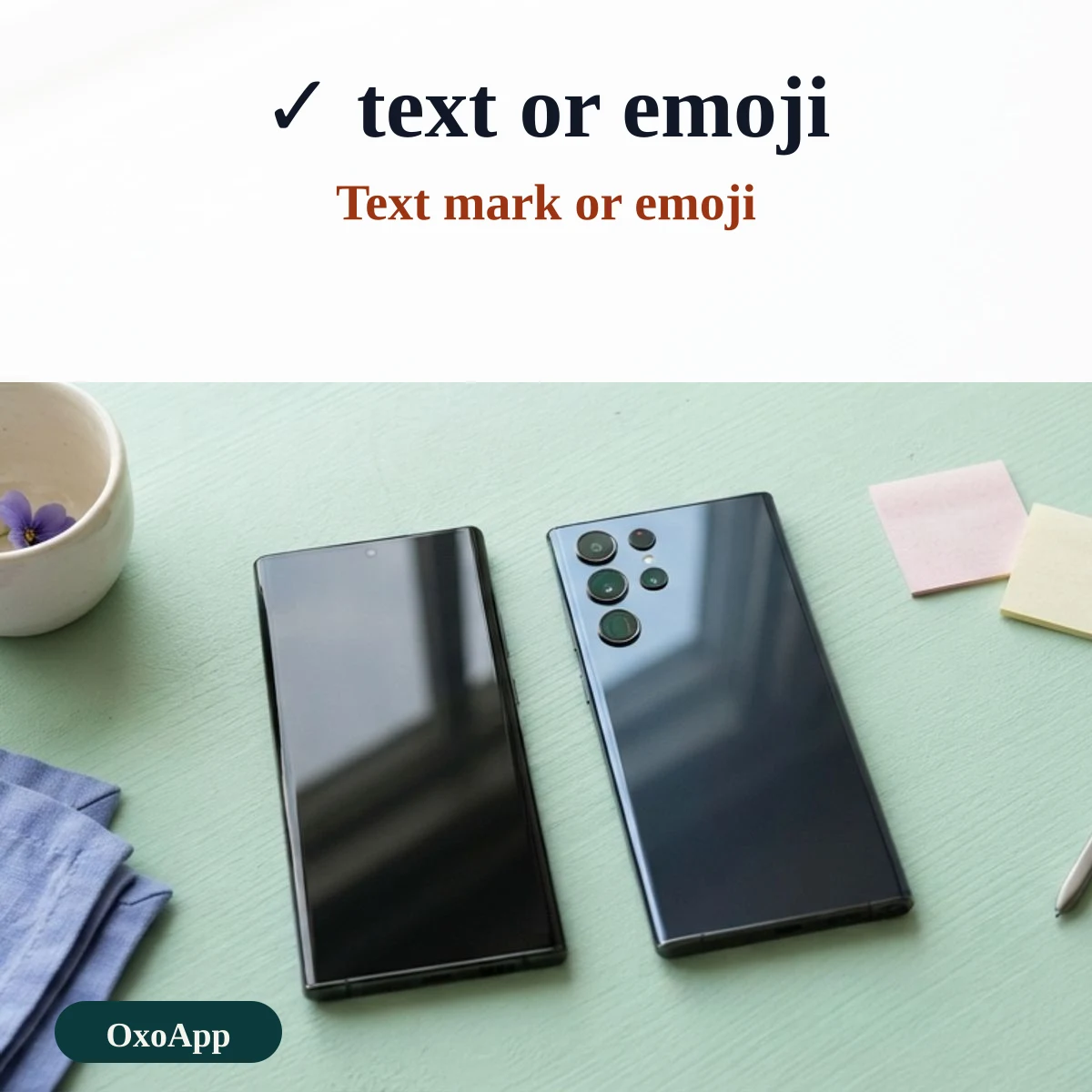 A text check mark compared with the check mark emoji